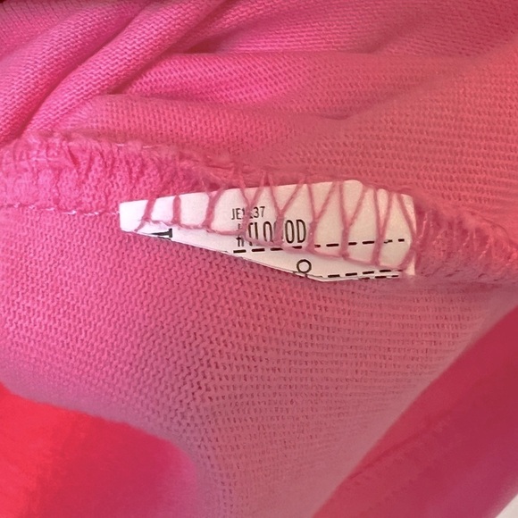 POMANDER PLACE Pink Stella Dress Mini Jersey Knit Puff Shoulders Cotton Preppy - Picture 12 of 12